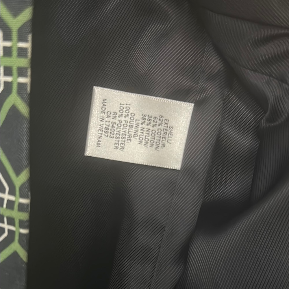 BANANA REPUBLIC | Chic Green & Blue Geometric Patterned Trench Coat | Size PS - Picture 6 of 7